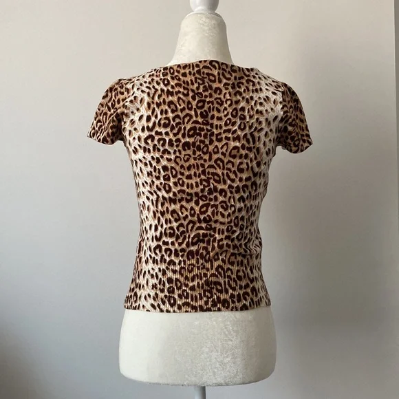 INC Animal Print Fitted Short Sleeve Sweater - Picture 8 of 8